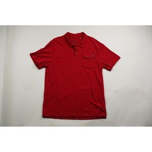 Guess Mens Red Slub Knit Short Sleeve Polo Shirt XL Chest Pocket Logo